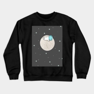 Cat On A Moon Pattern Crewneck Sweatshirt